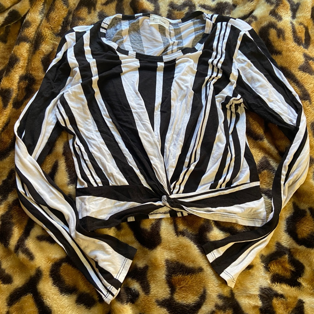 Free Kisses Black and White Striped Crop Top